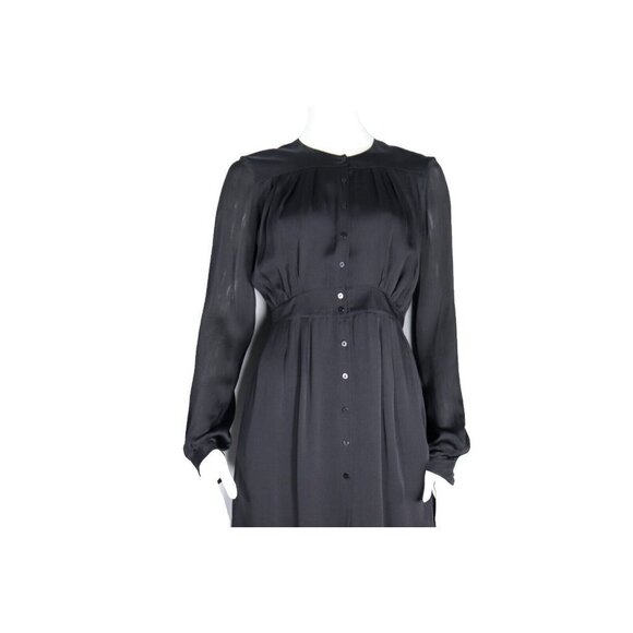 Theyskens' Theory Women's Size Petite Black Dress Silk Satin Long Sleeve Mini - Picture 2 of 11